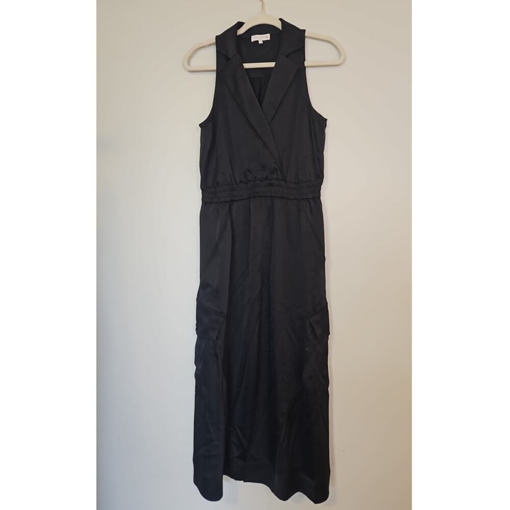 Ramy Brook Nikia Black Sleeveless Midi Dress Pockets - Picture 2 of 6
